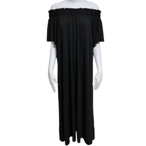 Zara Black Crepe Off The Shoulder Maxi Dress oh. - Picture 6 of 11
